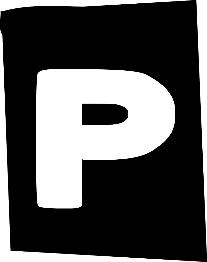 Transparent Background Skewed Letter P Design in Bold Typography