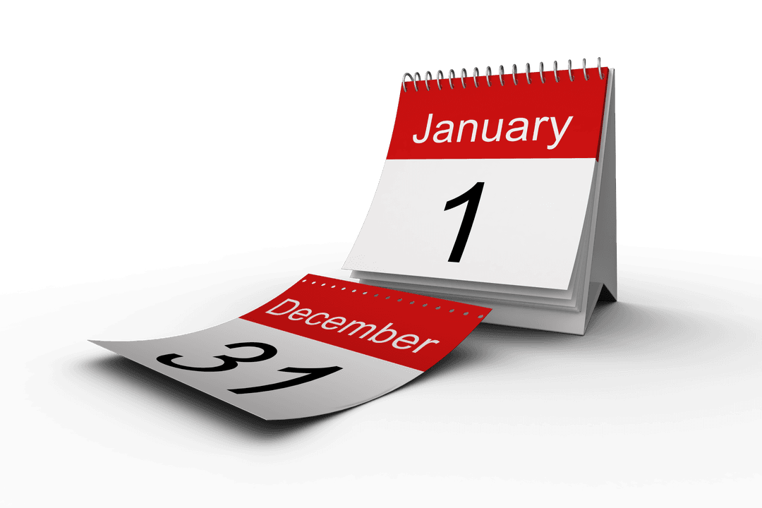 Transparent New Year Calendar Page Flip Image for Year End Concepts
