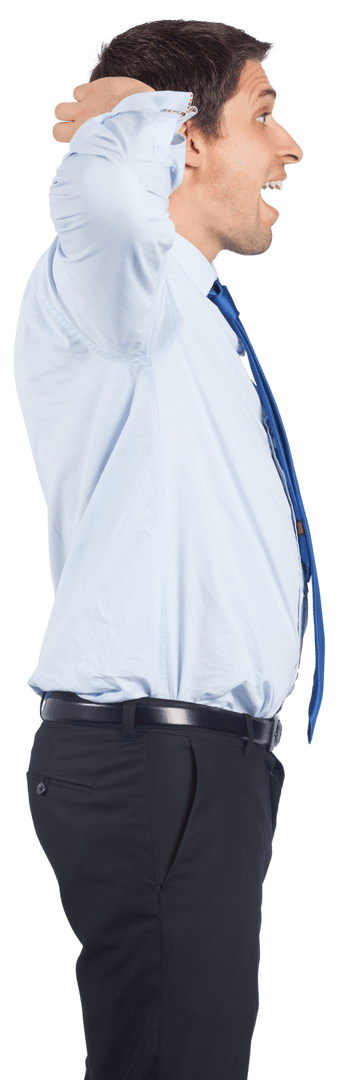 Caucasian Businessman Expressing Surprise on Transparent Background