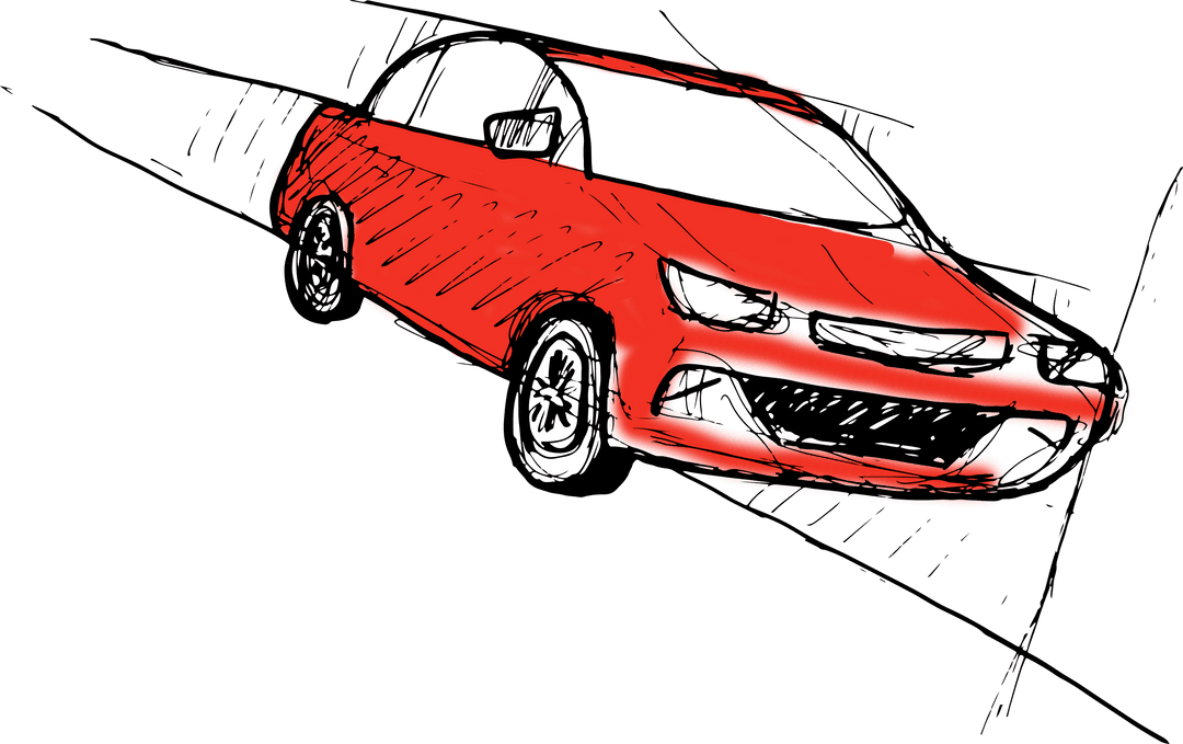 Hand Drawn Red Car Illustration on Transparent Background