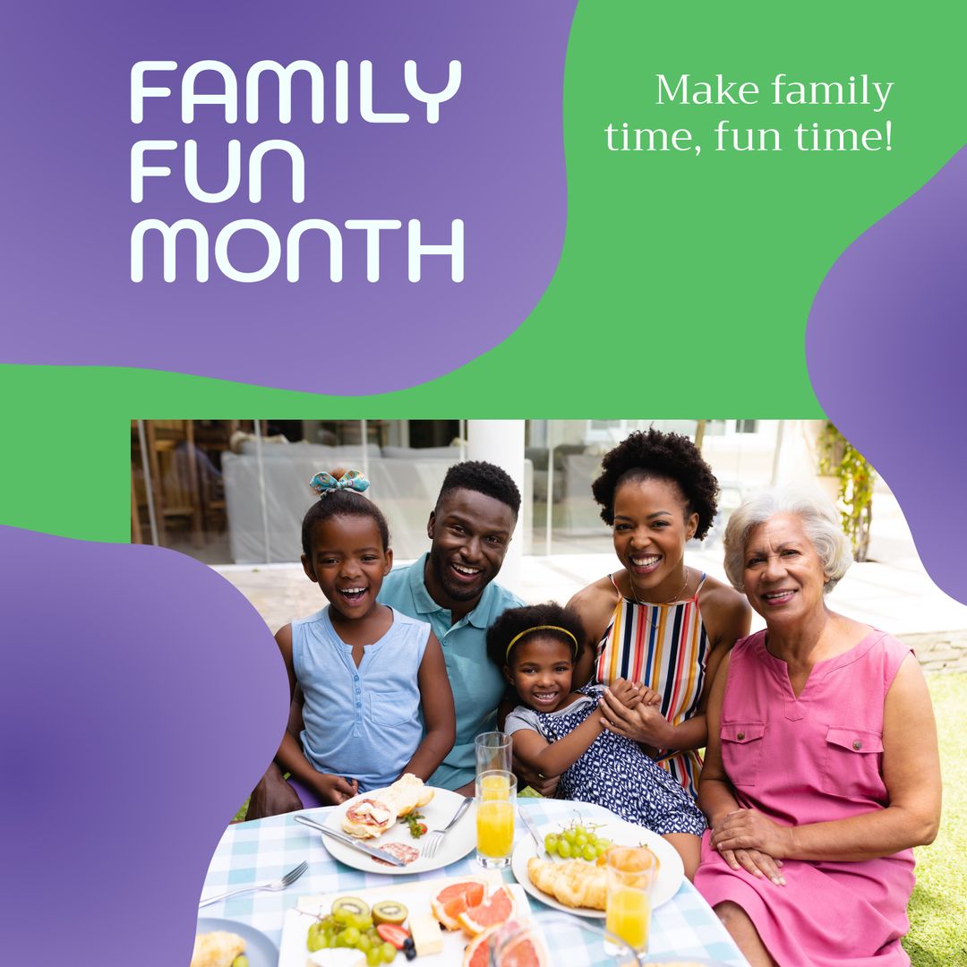 Happy Family Enjoying Outdoor Meal Celebrating Event