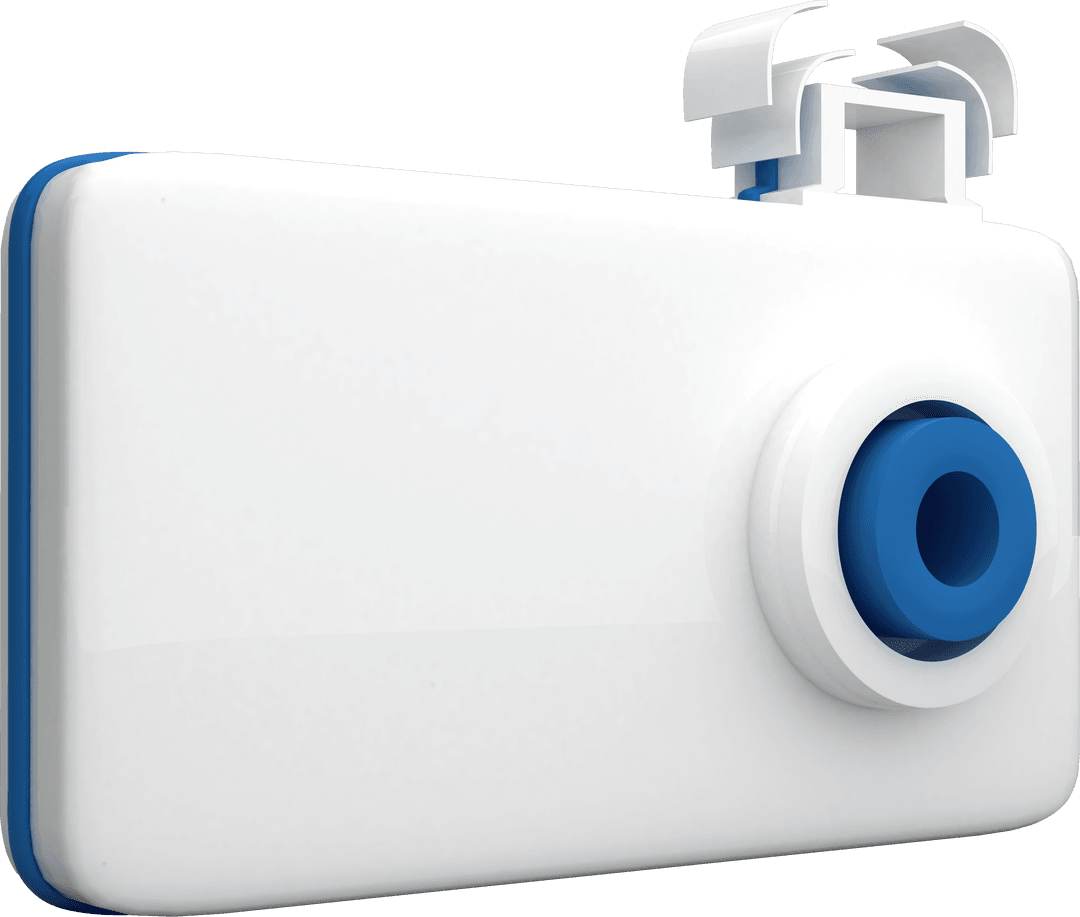 White and Blue Minimalist Geometric Shape on Transparent Background