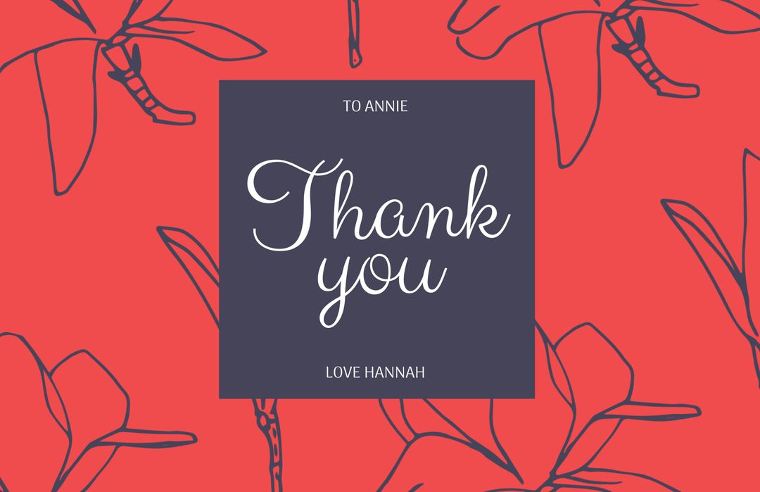 Elegant Thank You Card with Floral Red Background