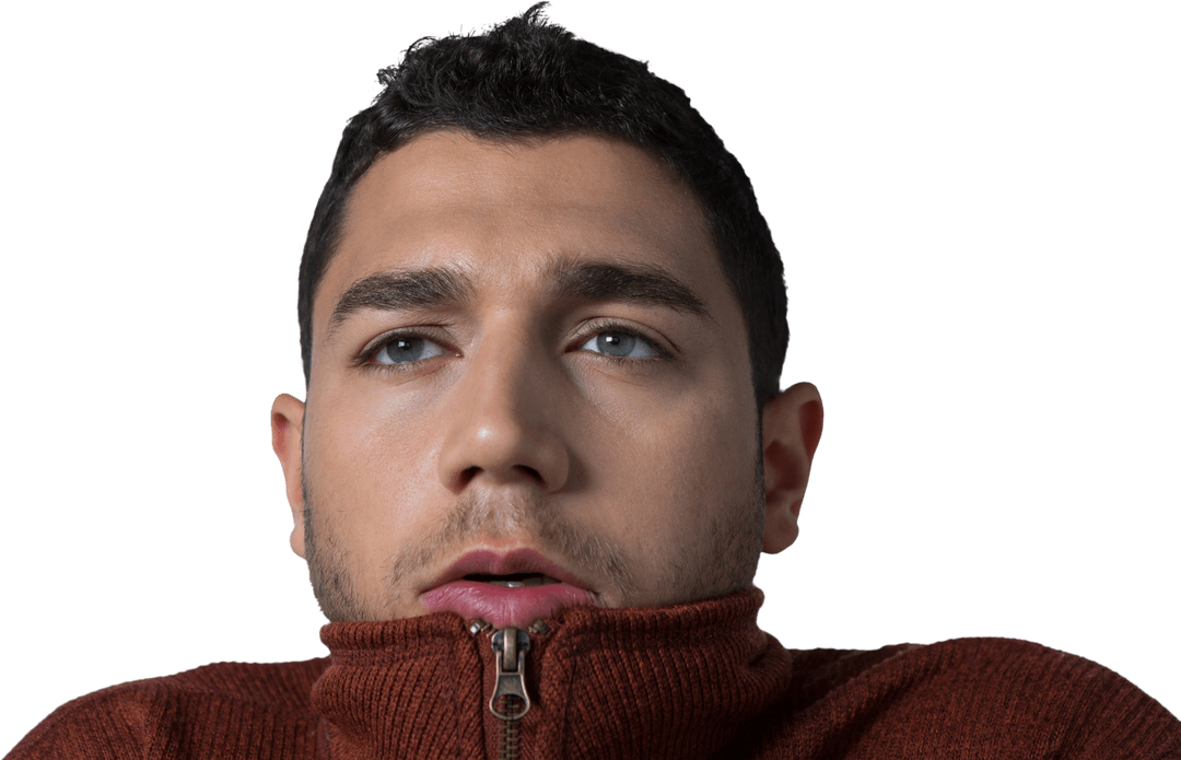 Young Man Shivering from Cold Transparent Effect