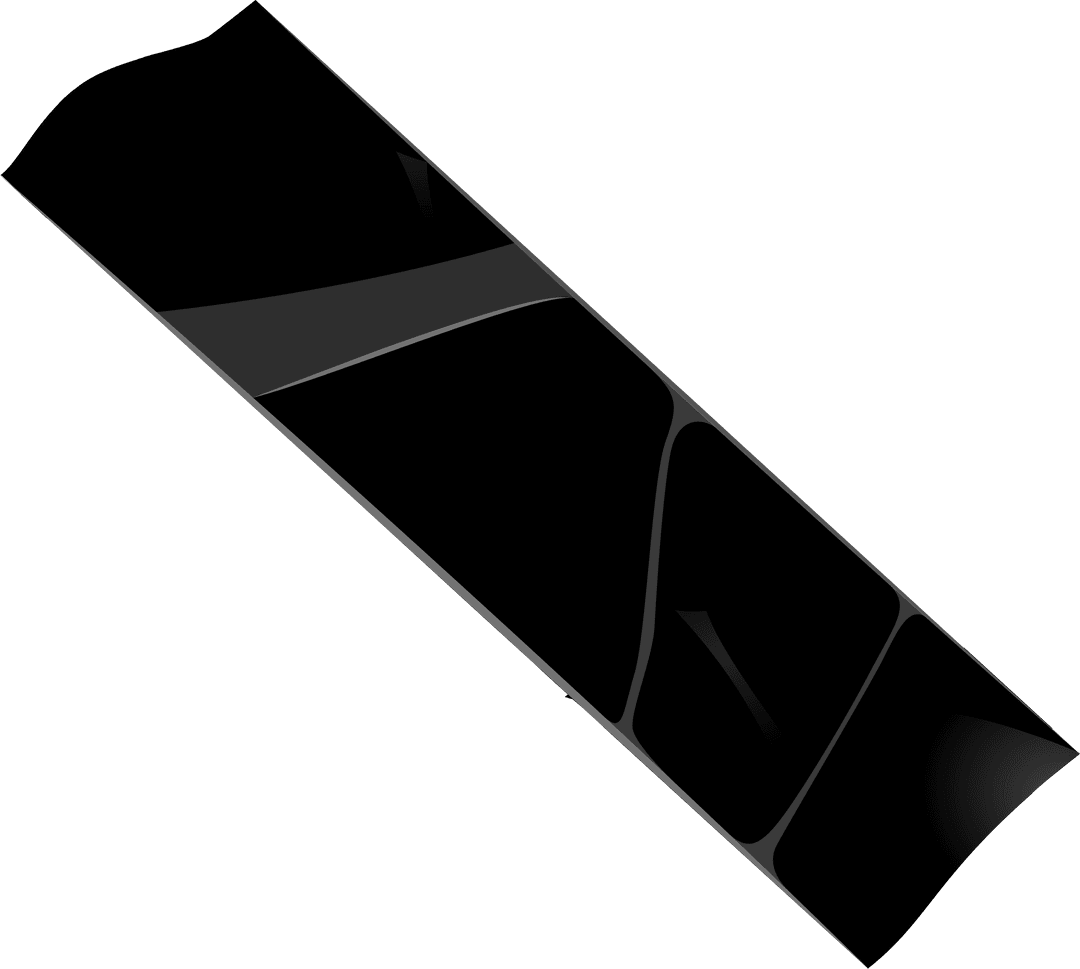 Sleek Glossy Black Belt with Transparent Background Flat Design