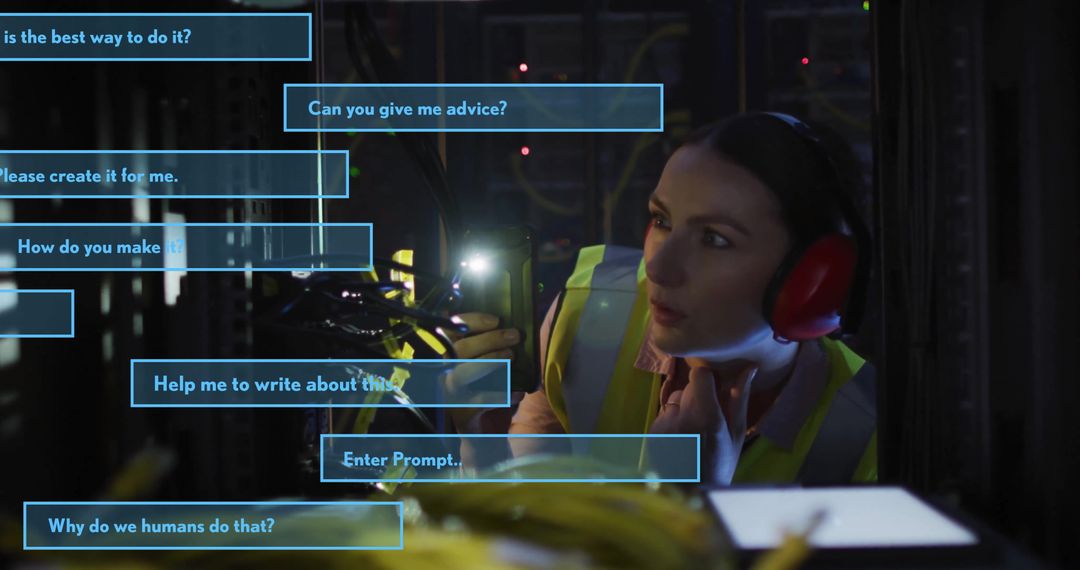 Woman Engineer Managing Industrial Machinery Amidst Automation Queries