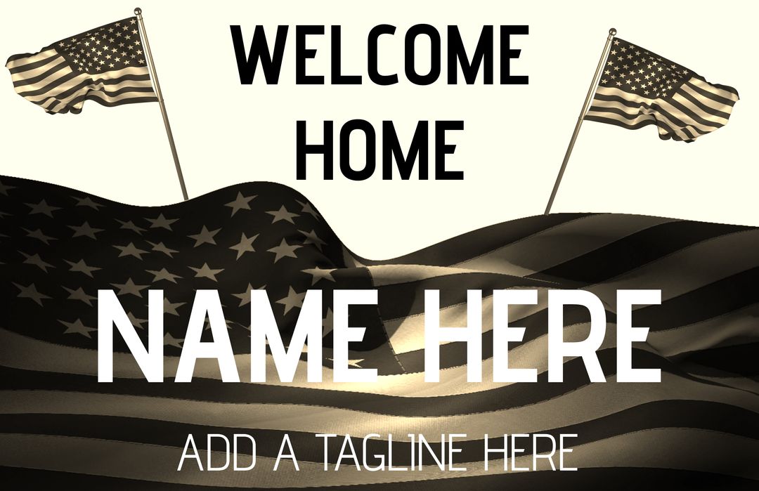 Patriotic Welcome Home Banner with American Flags
