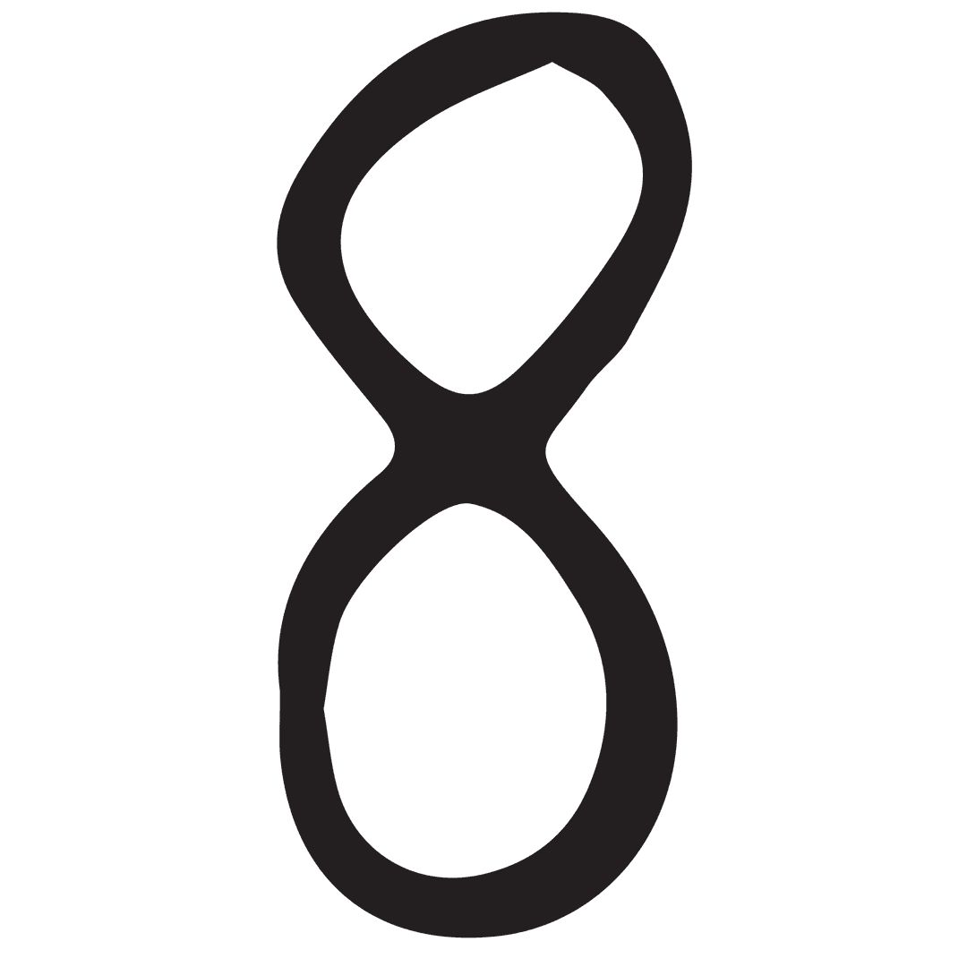 Black Number Eight Digit on Transparent Background