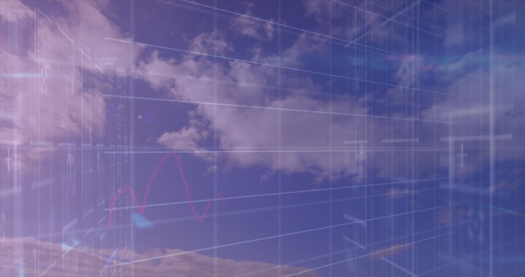 Digital Financial Data Over Cloudy Sky