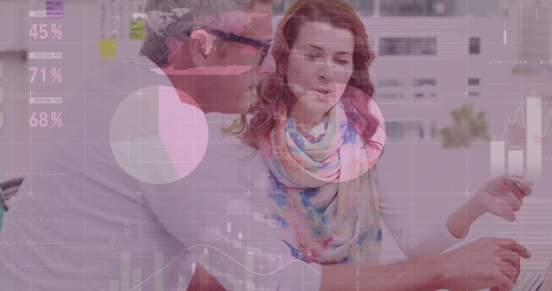 Business Team Analyzing Digital Data with Futuristic Interface