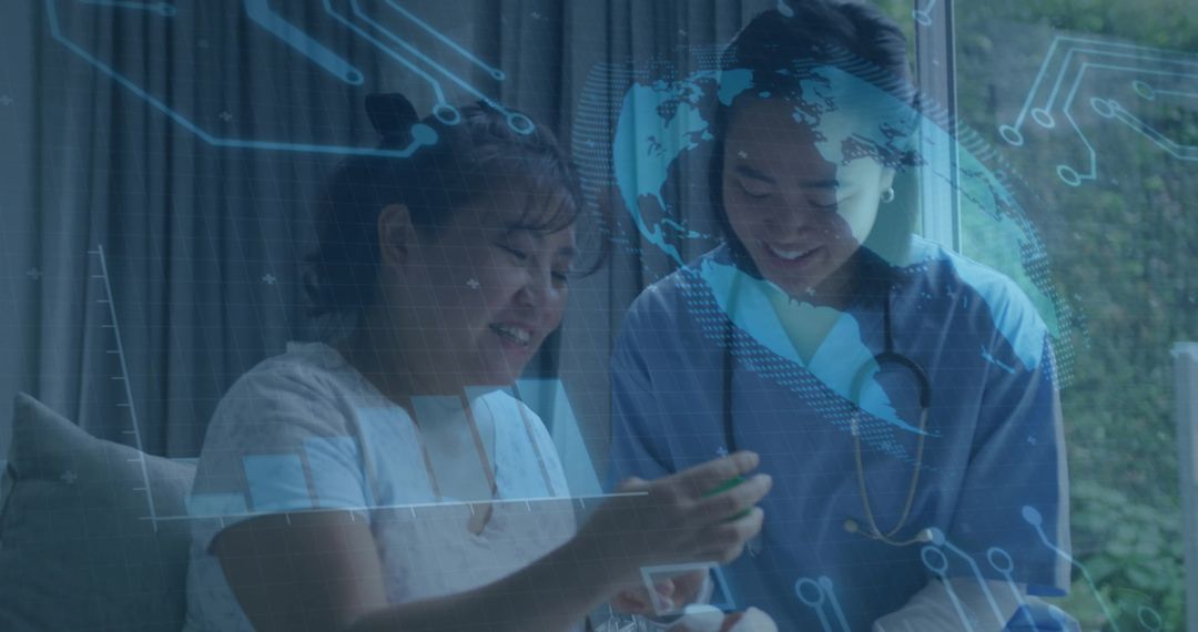 Nurse and Patient Using Telehealth Technology at Home