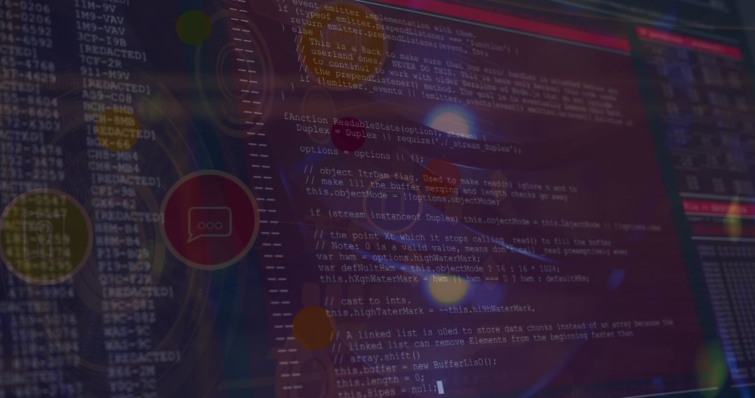 Abstract digital data processing with futuristic interface elements