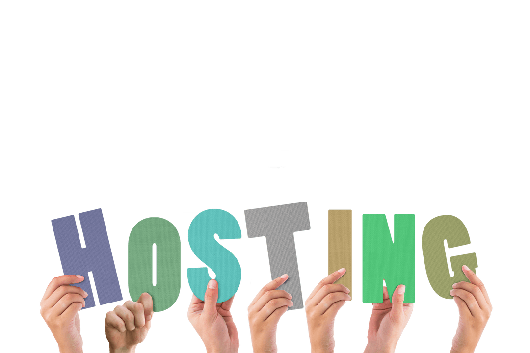 Hands Holding Colorful Transparent Hosting Text Illustration