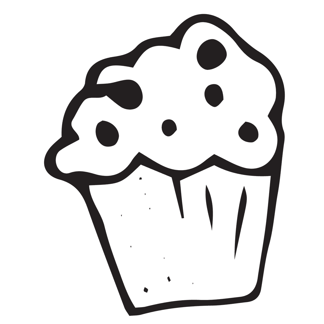 Hand Drawn Cupcake Adorable Transparent Outline Art