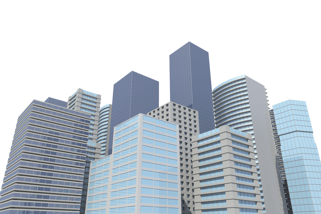 Transparent Urban Skyline with Modern Skyscrapers