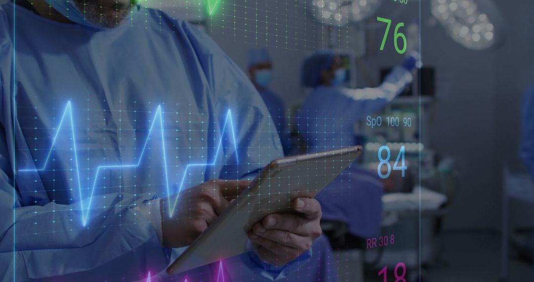 Healthcare Professionals Analyzing Medical Data on Tablet