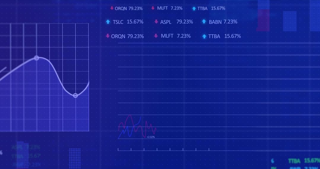 Digital Finance Interface with Data Visualization on Blue Background