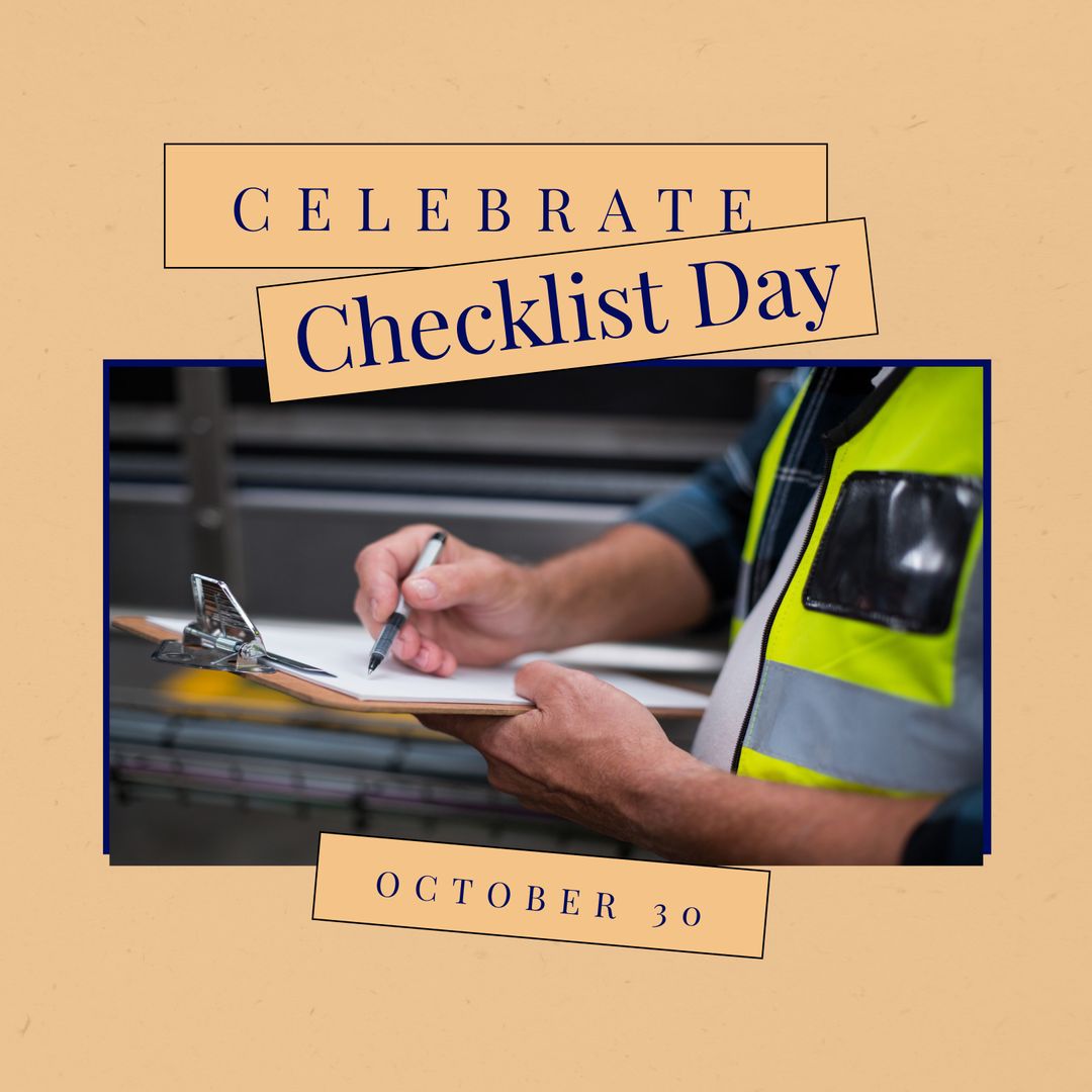 Celebrating Checklist Day with Dedicated Worker and Clipboard