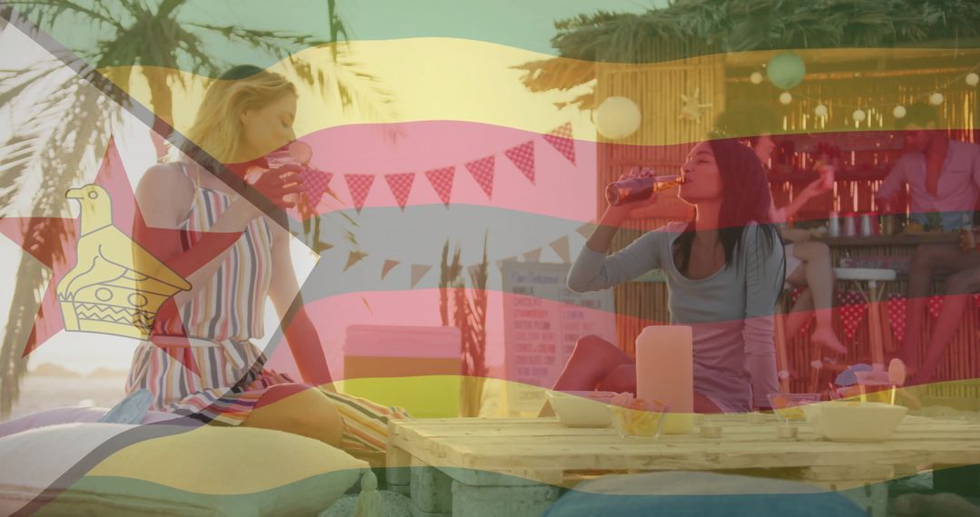 Tropical Beachside Relaxation with Drinks and Relaxed Atmosphere