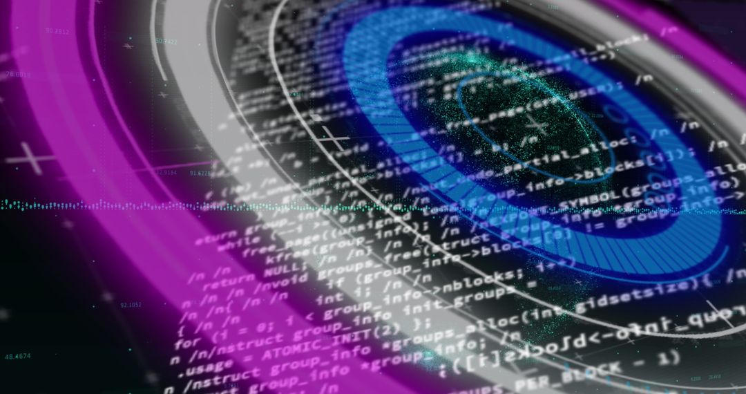 Futuristic Data Scanner with Neon Elements and Digital Coding