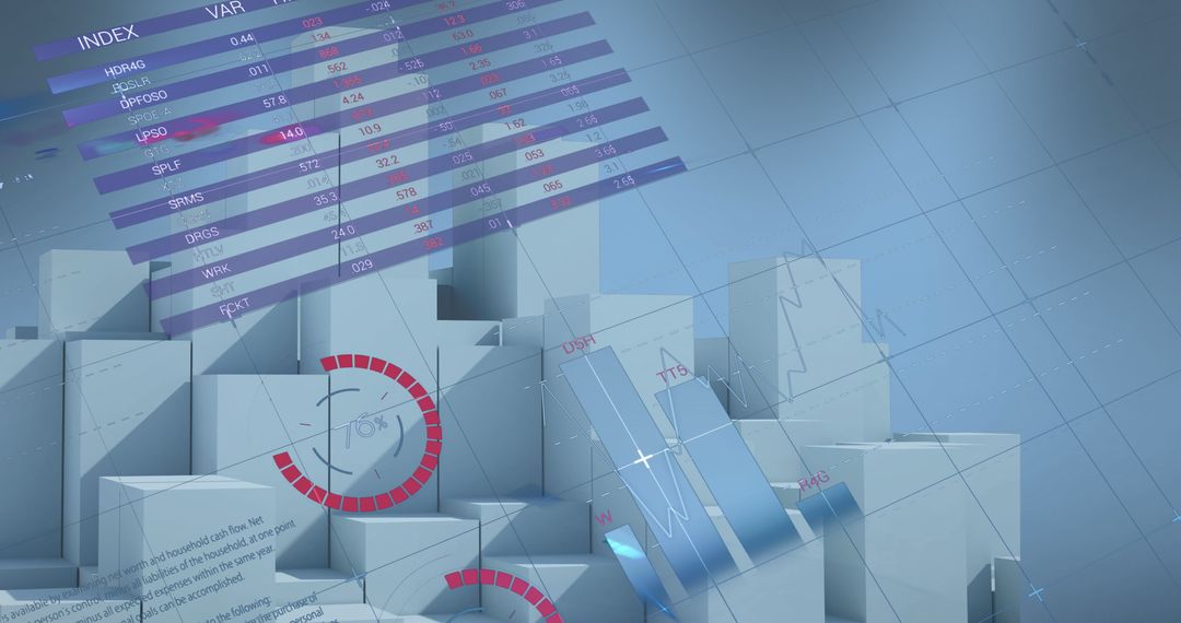 Digital Cityscape with Data Visualization Concept