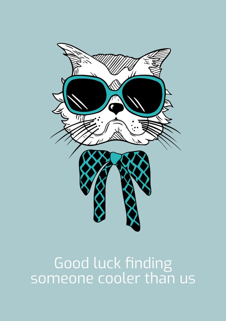 Hip Cat Wearing Sunglasses and Stylish Neck Tie - Download Free Stock Templates Pikwizard.com