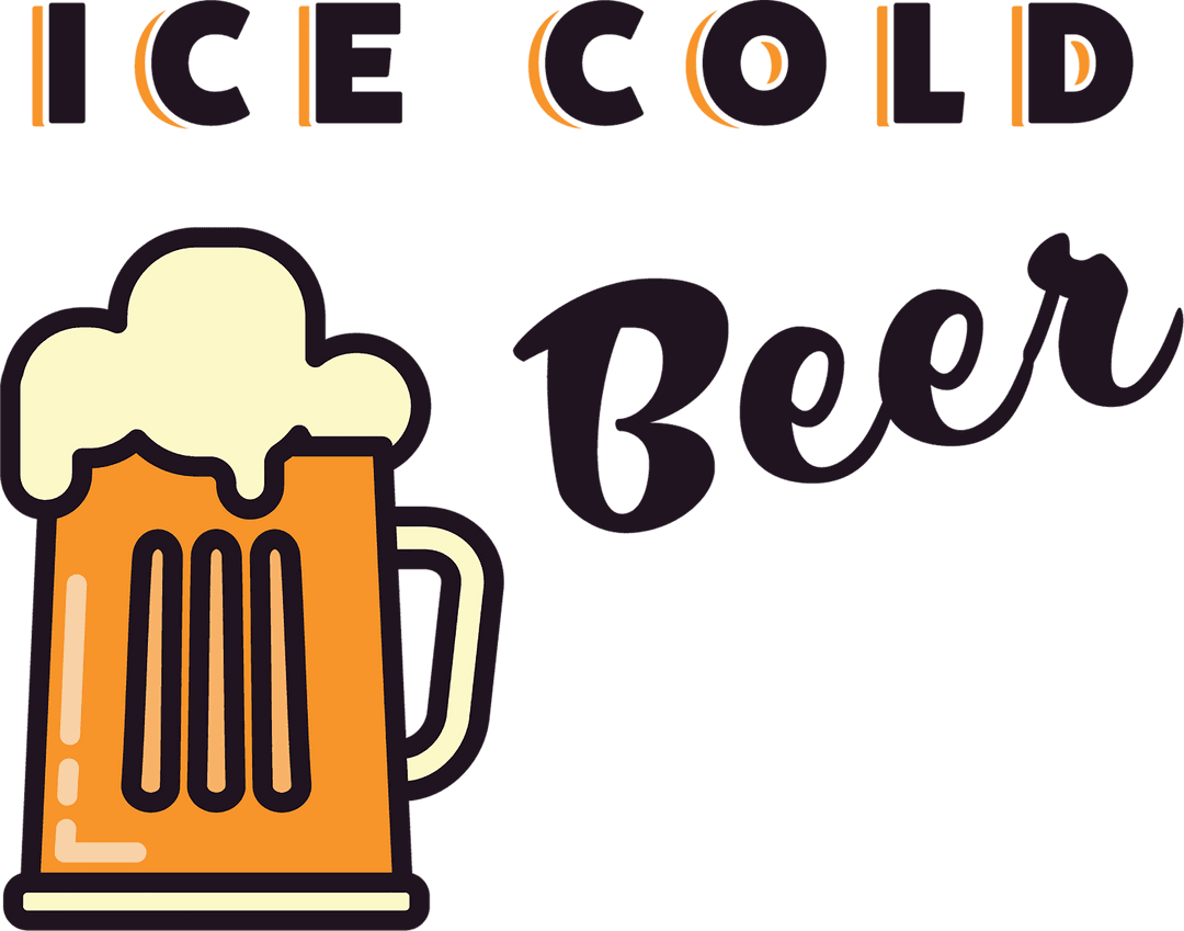 Ice Cold Beer Text on Transparent Background Vector Illustration