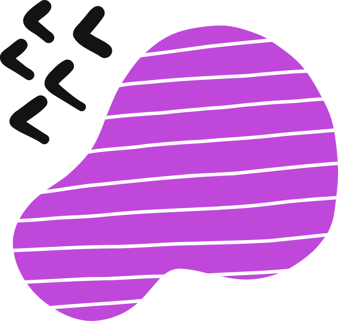 Abstract Purple Blob with Stripes and Chevrons Transparent Design