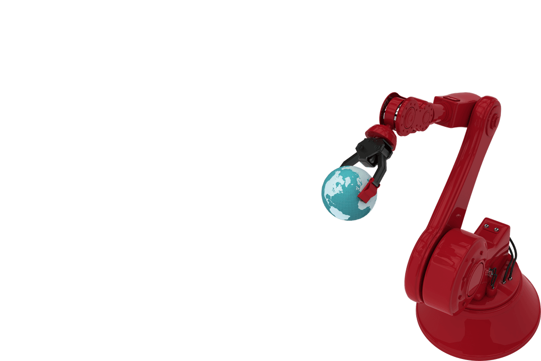 Robotic Hand with Claw Holding Transparent Planet Earth