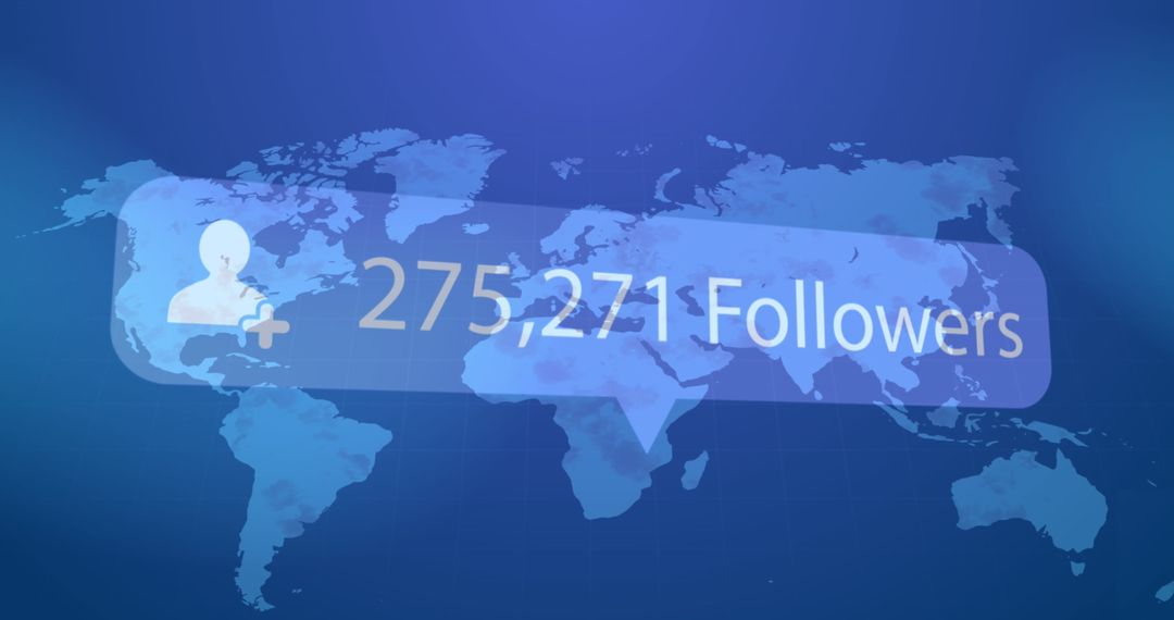 Social Media Growth with Follower Count Illustration Over World Map