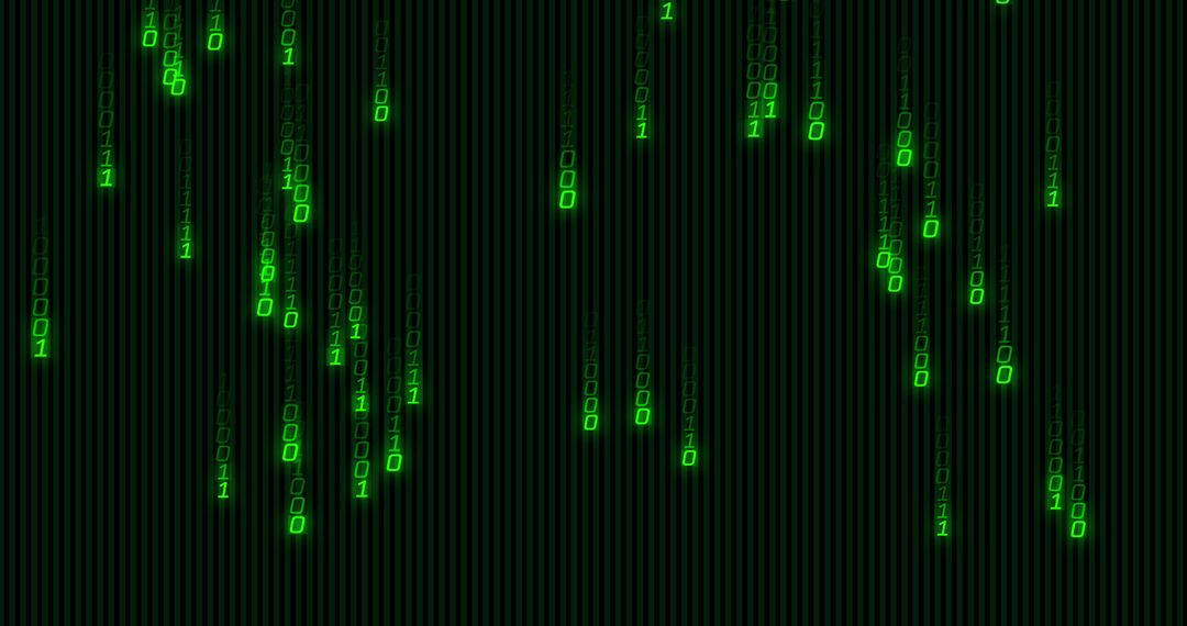 Green digital matrix background with binary code streams