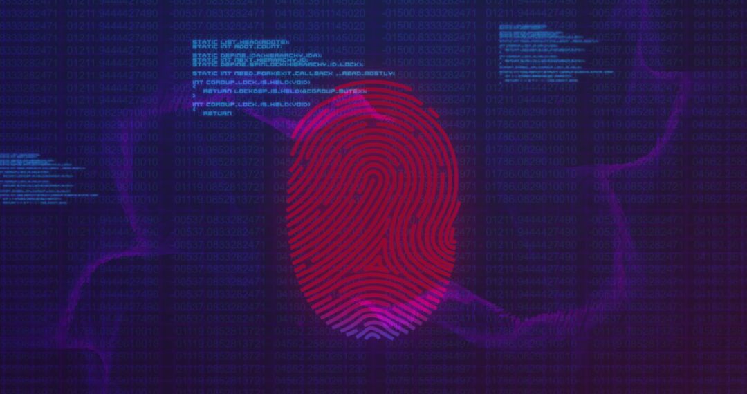 Futuristic Digital Fingerprint on Abstract Coded Background