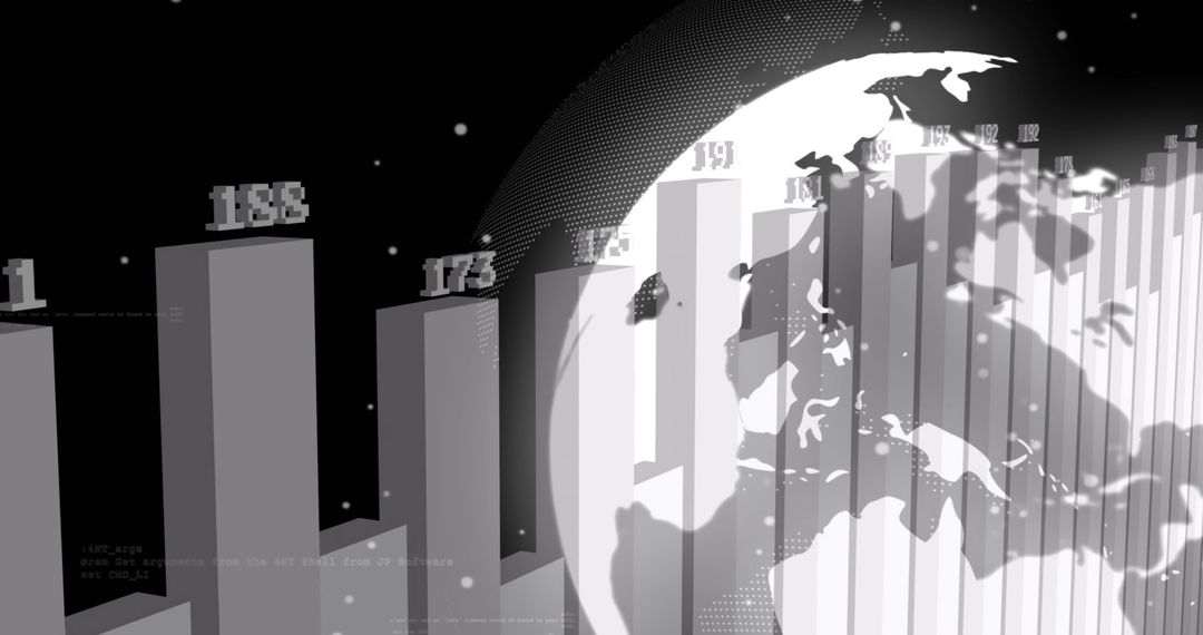 Digital Graph and Globe Illustrating Global Data Interaction