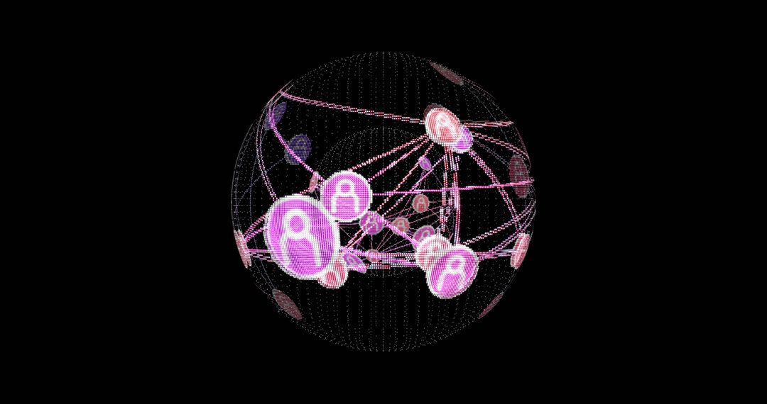 Global Network Connections with Digital People Icons