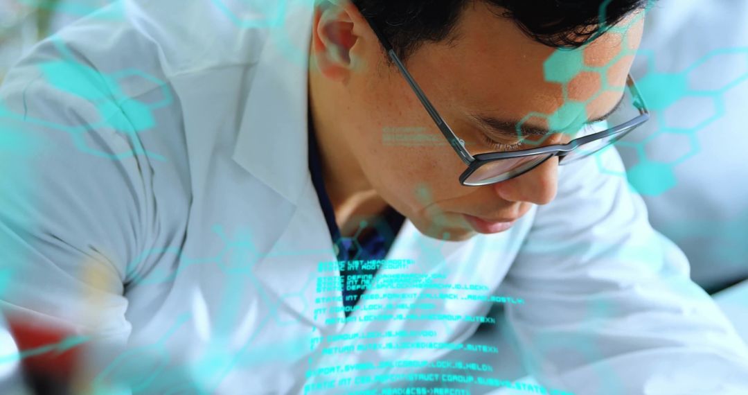 Innovative Scientist Analyzing Data in High-Tech Laboratory Environment