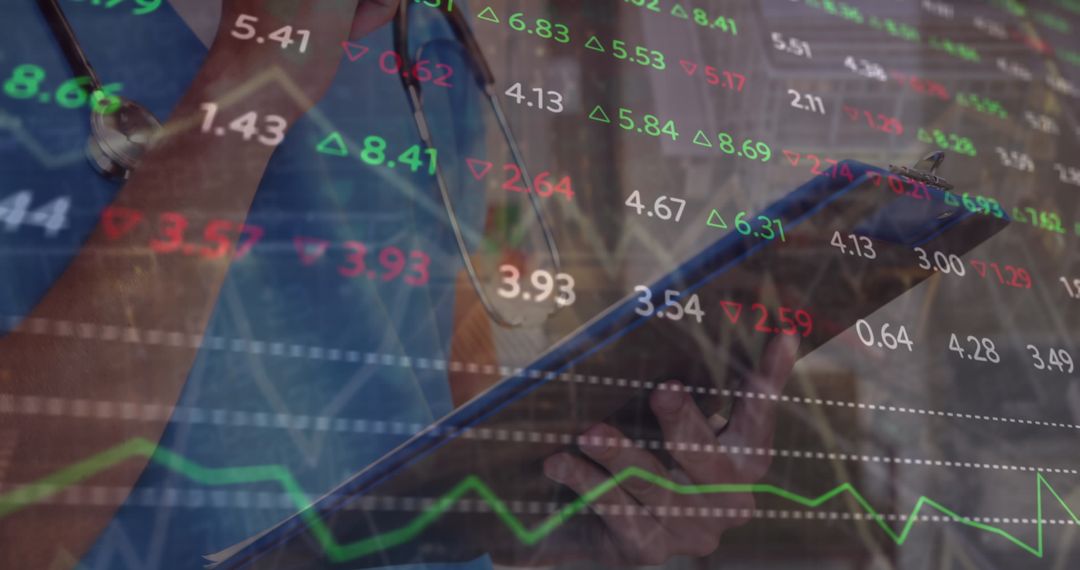 Doctor Analyzing Digital Healthcare Data Visualization