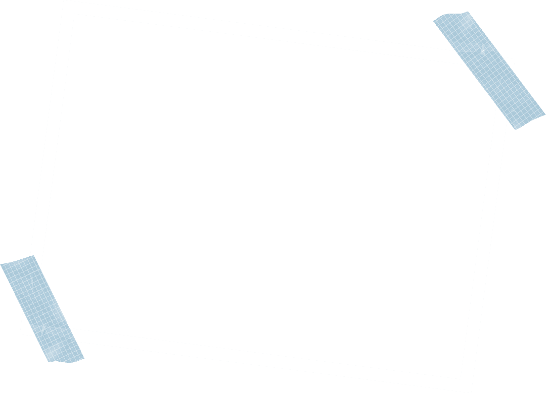 Minimalist Rectangular Frame with Blue Grid Tape on Transparent Background