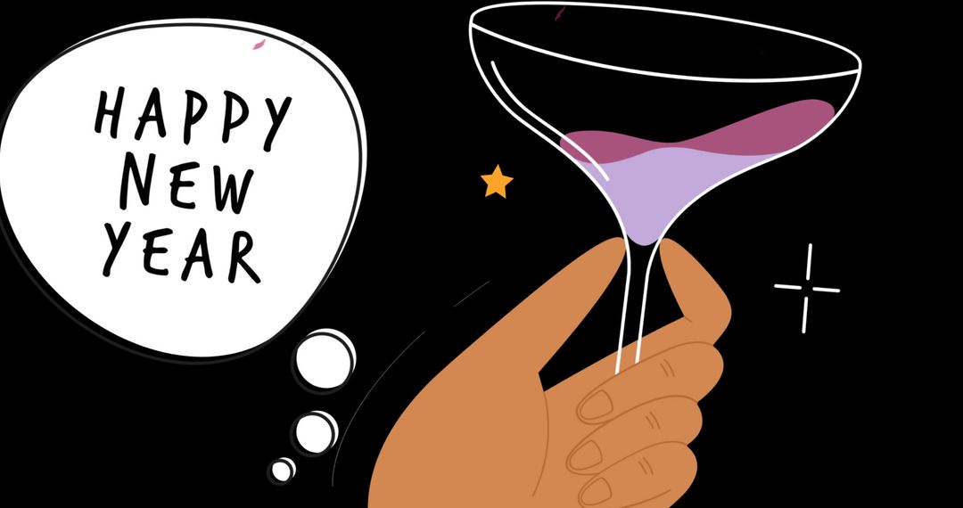 New Year Toast with Cocktail and Festive Spirit