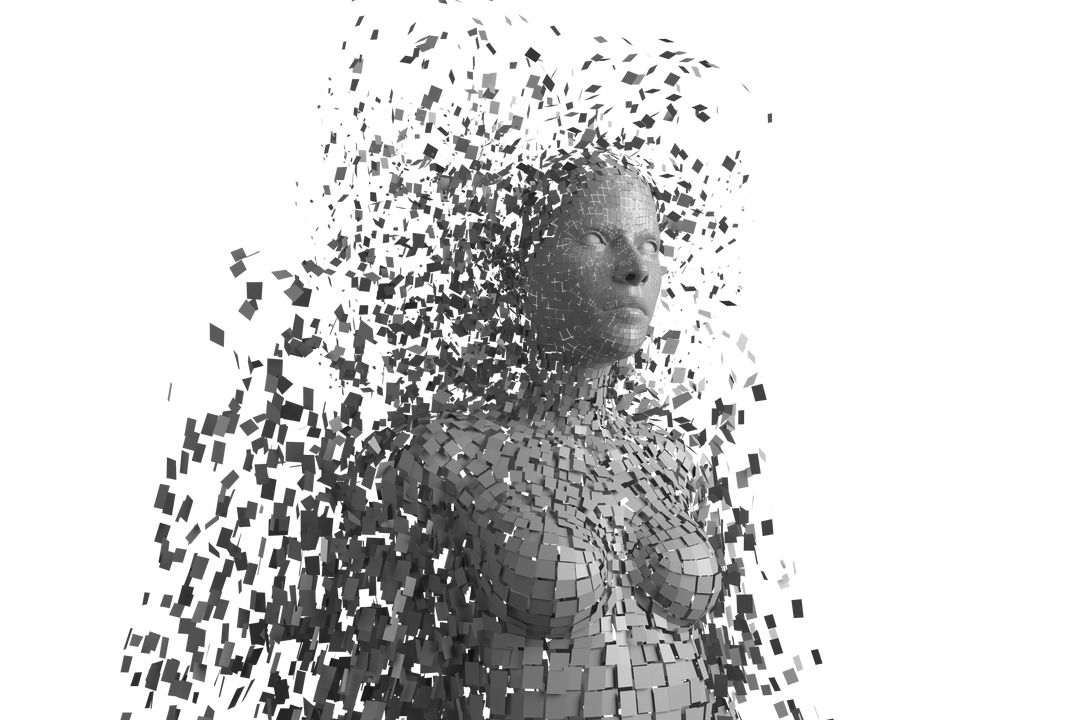 Transparent Floating Pixel-Formed 3D Woman on Black Background - Download Free Stock Images Pikwizard.com