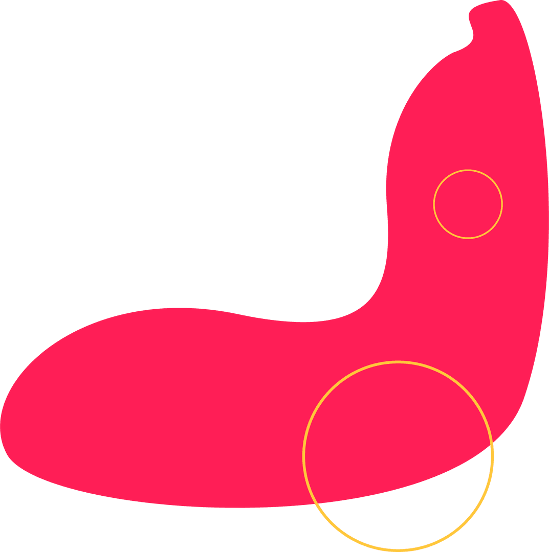 Abstract Red Fluid Shape with Yellow Rings on Transparent Background