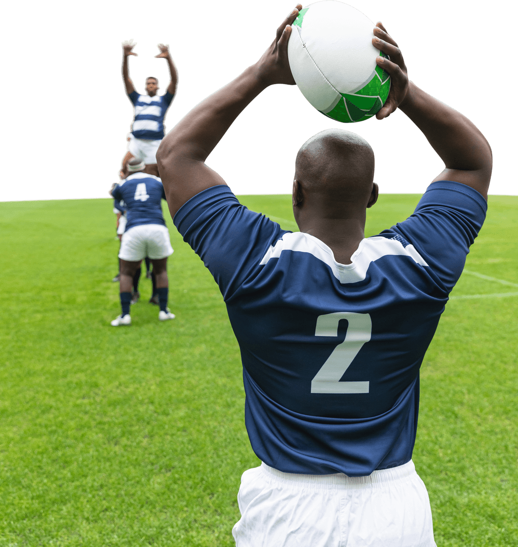 Rugby Line-out Pass on Transparent Background Conveying Dynamics