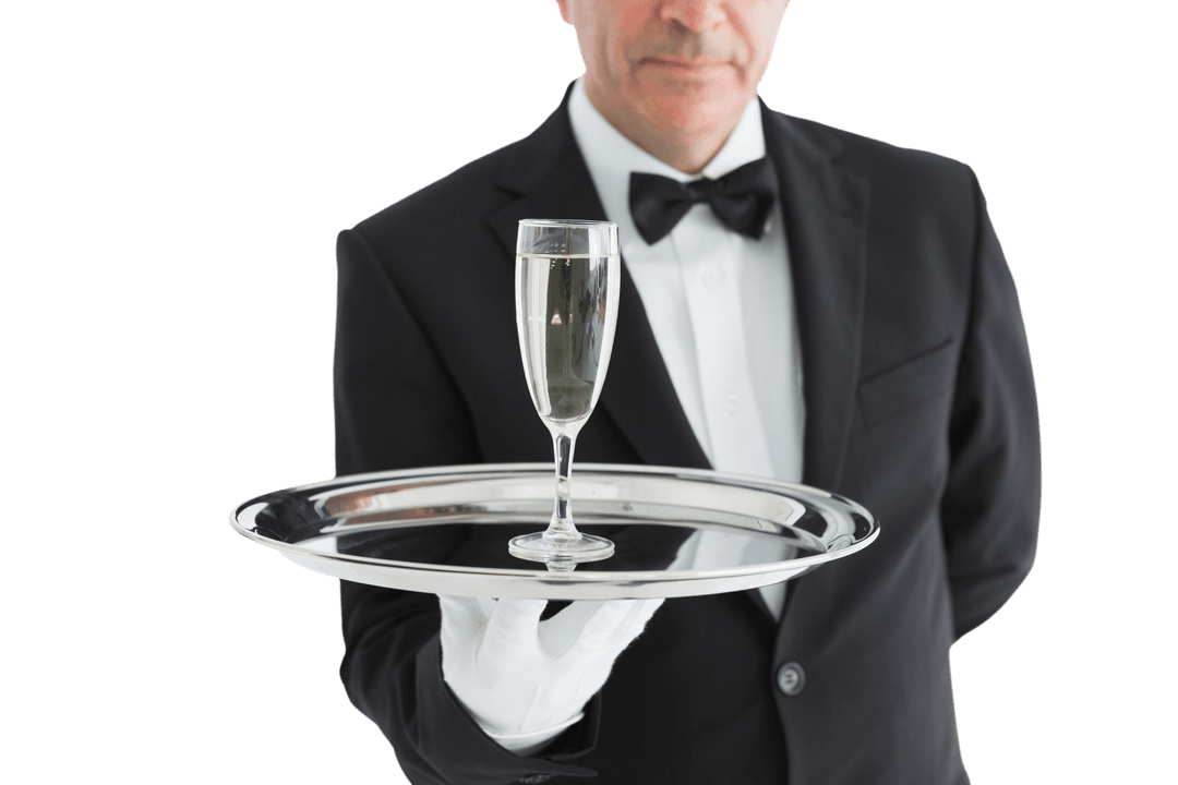 Transparent Butler Serving Champagne