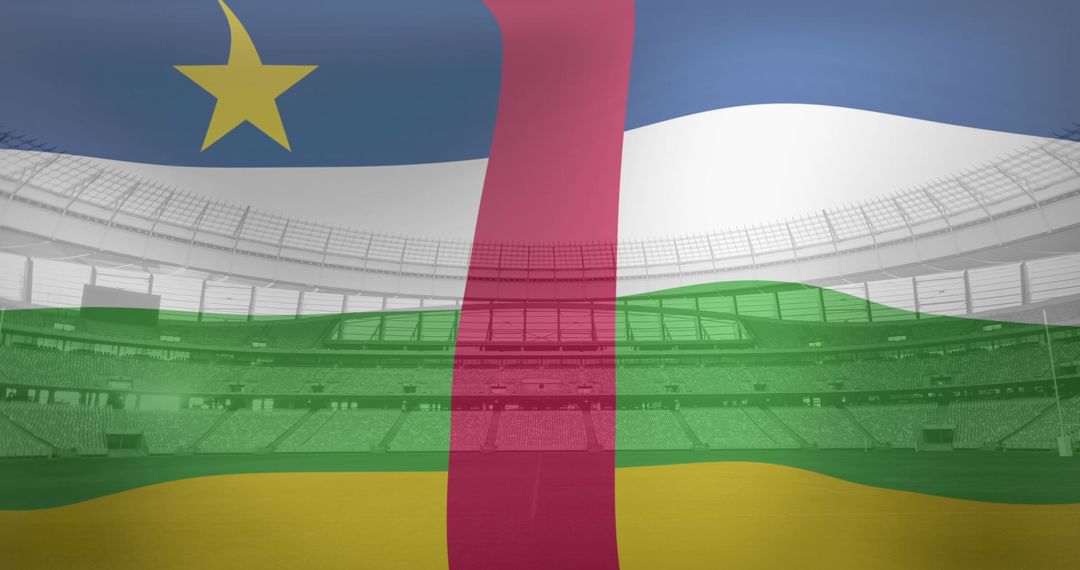 Central African Republic Flag Overlaying Empty Sports Stadium - Free Images, Stock Photos and Pictures on Pikwizard.com