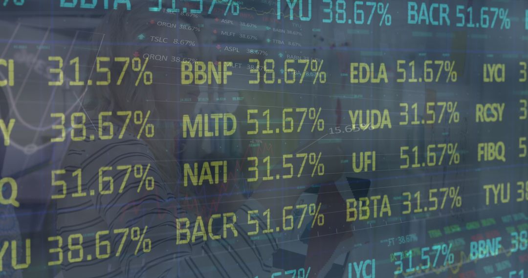 Businesswoman Analyzing Stock Market Data on Digital Interface