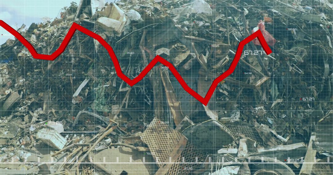 Economic Impact Shown Over Scrap Pile with Declining Graph