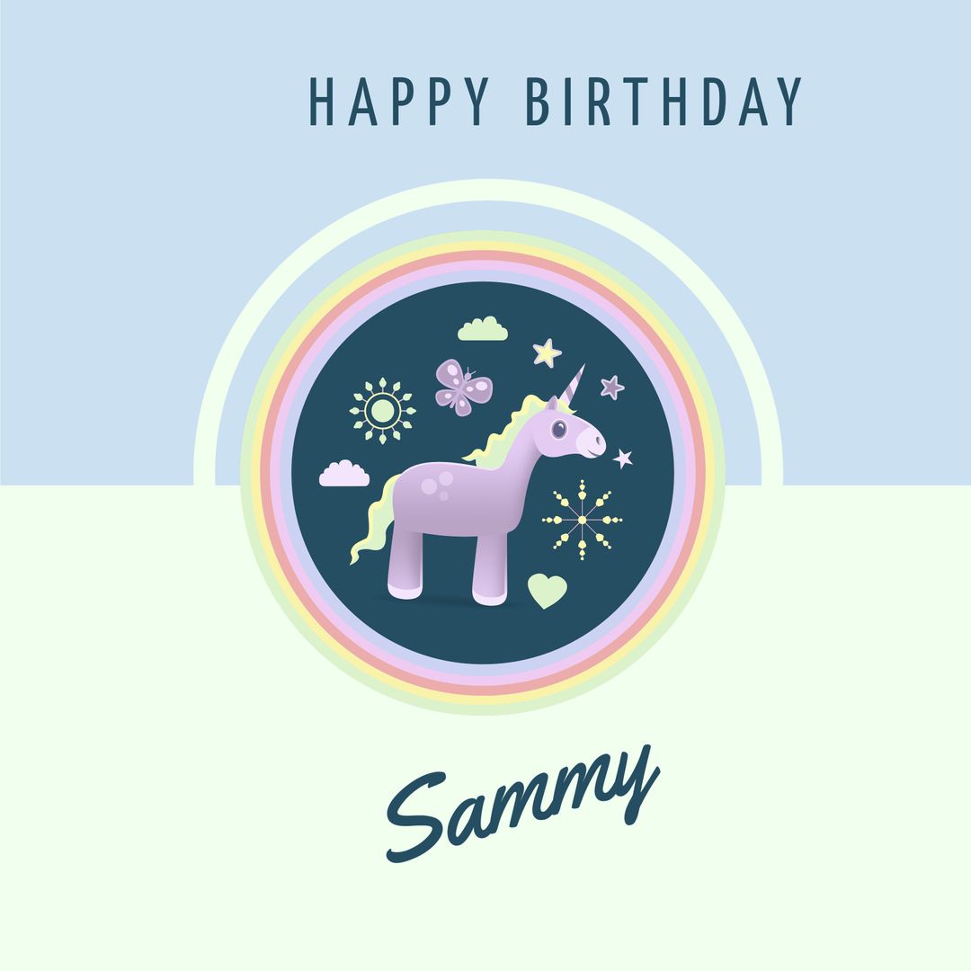 Colorful Unicorn-Themed Happy Birthday Card Design for Kids - Download Free Stock Templates Pikwizard.com