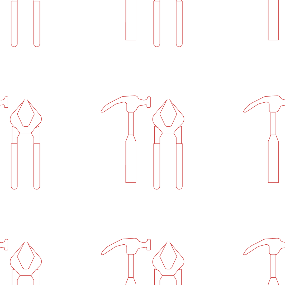 Pattern of Red Tools on Transparent Background Decorative PNG Illustration