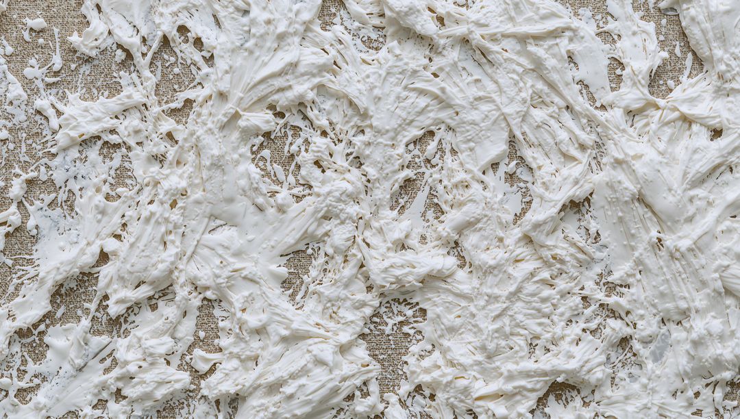 Showcasing Off-White Gesso Impasto Texture with Torn Canvas and Knife Marks