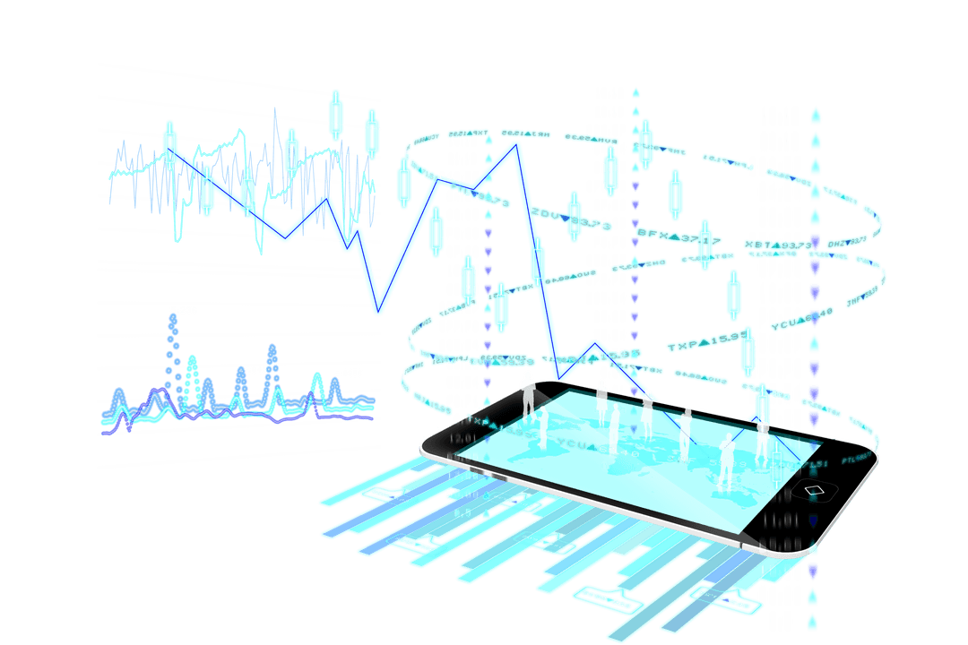 Digital interface illustration with transparent background for tech design