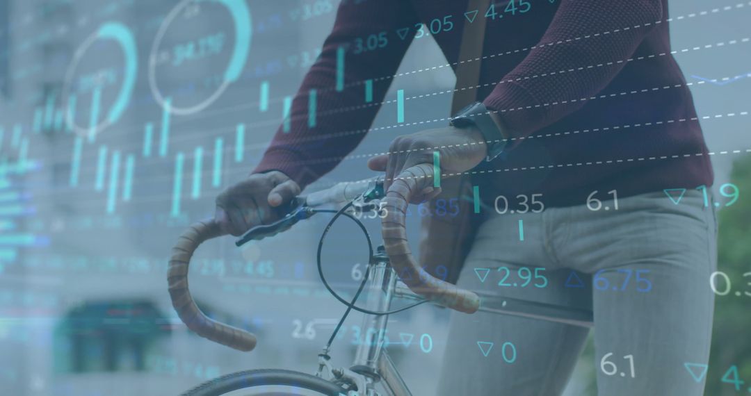 Biking Through Cityscape with Stock Market Data Overlay